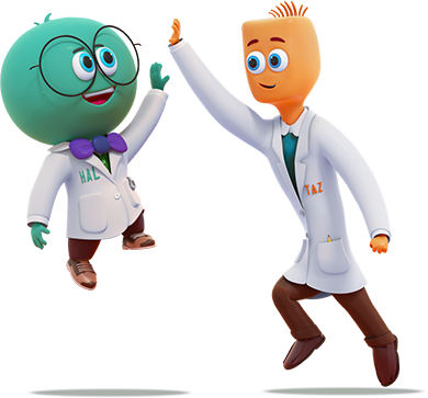 Hal and Taz high-fiving