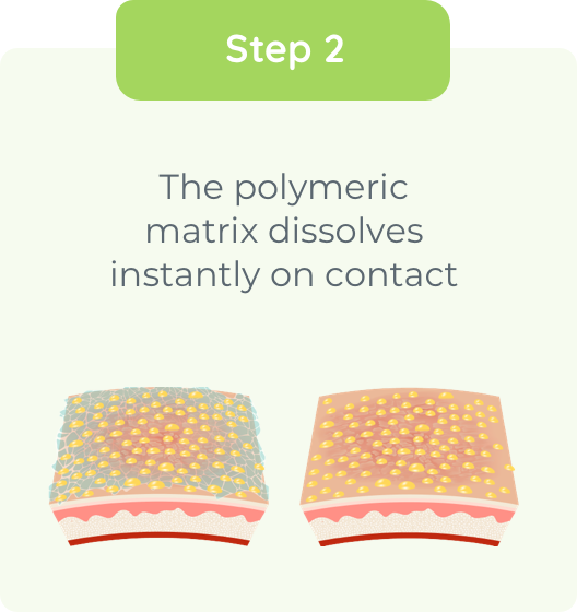 Depiction of uniform distribution of polymeric matrix of DUOBRII Lotion on skin