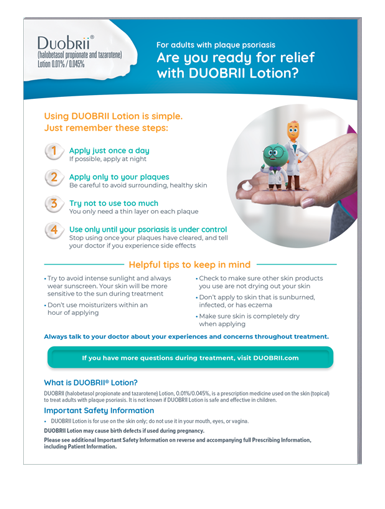 Guide to using DUOBRII Lotion